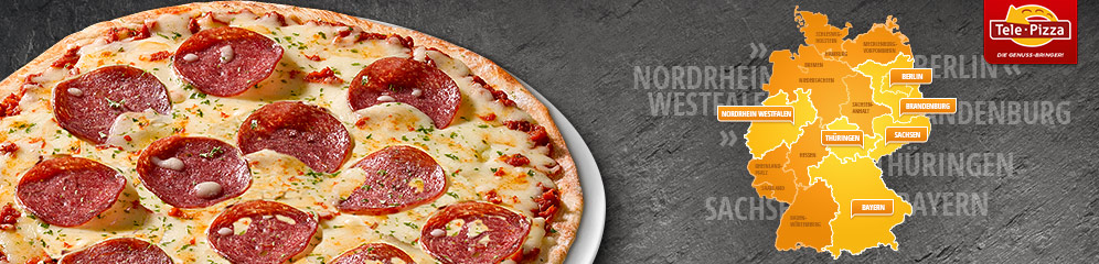 Tele Pizza in Aachen, München, Berlin, Brandenburg, Cottbus, Forst, Kleinmachnow, Spremberg, Düsseldorf, Thüringen, Jena, Köln, Neuss, Bottrop, Dormagen, Essen, Hilden, Krefeld, Langenfeld, Mönchengladbach, Ratingen, Siegburg, Wuppertal, Bischofswerda, Dresden, Hoyerswerda, Solingen.